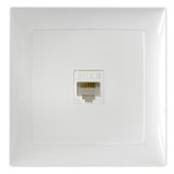 Priza internet RJ45 cat. 5E Hoff Top, incastrata, rama inclusa, alba