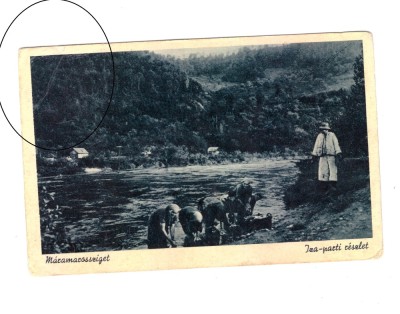 CP Sighetu Marmatiei - Malul Izei, ocupatia maghiara, animata, circulata 1942, stare buna foto