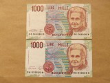 Italia Lot nr. 1 : 2 x 1000 Lire 1990 - Semnaturi diferite