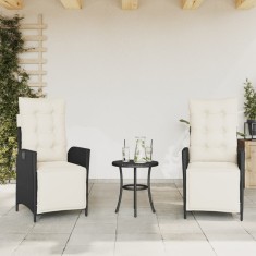vidaXL Scaun de grădină rabatabil cu suport picioare,2 buc., poliratan 365288