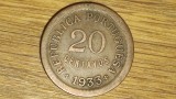 Guinea Bissau portugheza -moneda coloniala rara- 20 centavos 1933 an unic batere, Africa