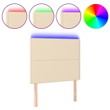 Cumpara ieftin Tablie de pat cu LED, crem, 90x5x118/128 cm, textil
