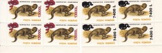ROMANIA 2001 LP 1541 ANIMALE 1993 SUPRATIPAR BLOCURI DE 4 TIMBRE MNH