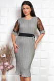 Rochie cu insertii plisat Gliter - 44Marimea, Yves