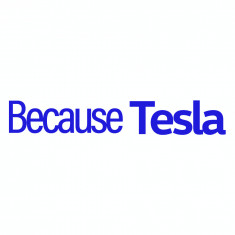 Sticker auto pentru parbriz Because Tesla, 50 cm, Albastru foto