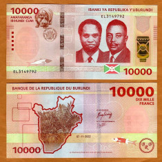 !!! BURUNDI - 10000 FRANCI 2022 - P NEW - UNC / CULORI NOI