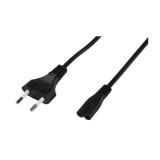 Cablu alimentare TV Radio Casetofon cu 2 pini 2x0.5mmp 2.5m negru Well CABLE-701-2.5-WL