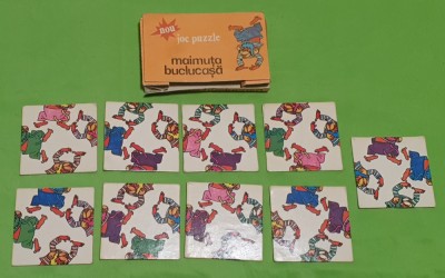 Jucarie veche DE COLECTIE Joc Romanesc complet tip Puzzle MAIMUTICA BUCLUCASA foto