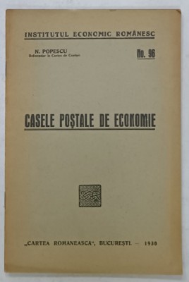 CASELE POSTALE DE ECONOMIE de N. POPESCU , 1930 foto