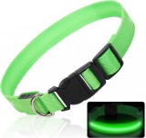 Zgarda pentru caine HXDSUP, LED, nailon, verde/negru, marimea XL