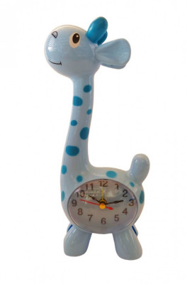 Ceas de masa in forma de Girafa, Albastru, 23 cm, 1484GG-1 foto
