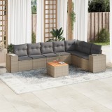 vidaXL Set canapele de grădină, 8 piese, cu perne, bej, poliratan
