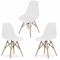 Set 3 Scaune Mercaton Acerenza, Stil Scandinav cu Picioare din Lemn de Fag, Cadru Metalic, Sezut PP, Maxim 120 Kg, 46 x 54 x 82