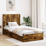 vidaXL Cadru de pat cu depozitare și tăblie Stejar fumuriu 3414053