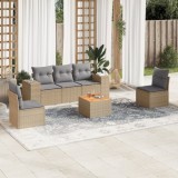 VidaXL Set canapele de grădină cu perne, 6 piese, bej, poliratan