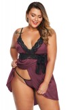 R633P-10 Lenjerie babydoll asimetrica cu insertii din dantela