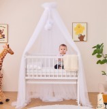Baldachin pentru patut bebelusi Alavya Home cu pomponi albi, 120x200 cm