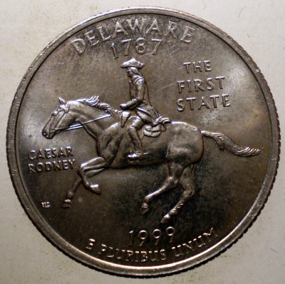 7.520 USA SUA STATE DELAWARE QUARTER DOLLAR 1999 D XF/AUNC foto