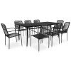 Set mobilier de exterior, 9 piese, negru, franghie si otel GartenMobel Dekor, vidaXL