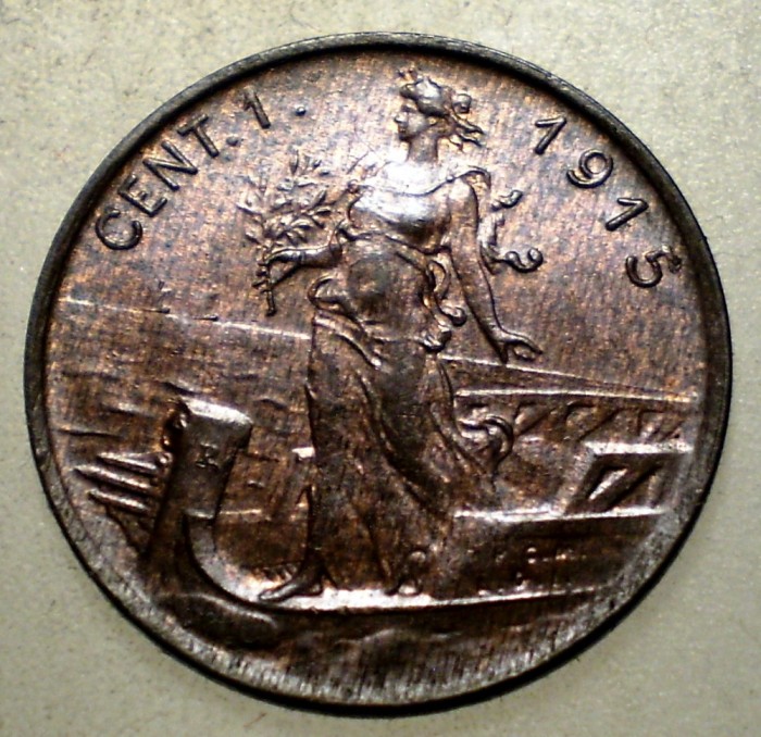 E.140 ITALIA VITTORIO EMANUELE III 1 CENTESIMO 1915 R XF/AUNC