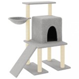 Cumpara ieftin Ansamblu pisici, stalpi din funie sisal, gri deschis, 96,5 cm
