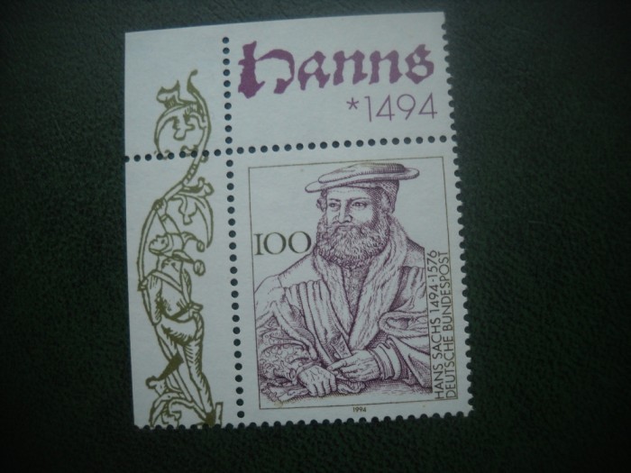 HOPCT TIMBRE MNH 825 POETUL HANS SACHS 1994 -1 VAL GERMANIA