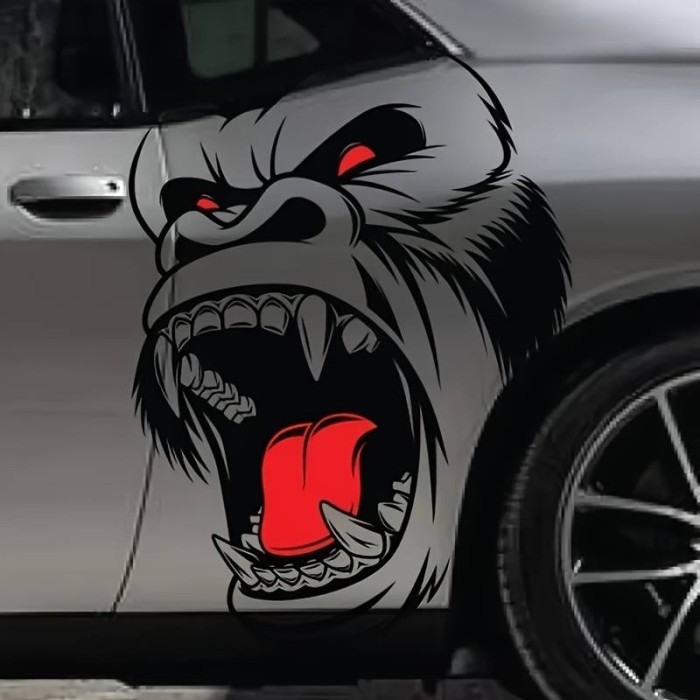 Set 2 stickere autoadezive Tuning in doua culori, model &quot;Gorilla&quot;, dimensiune