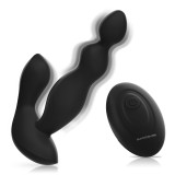Black&amp;silver-Cora Plug Anal din Silicon cu Telecomandă