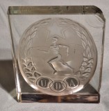 TROFEU - premiu competitie sportiva - Medalie - placheta din sticla masiva