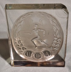 TROFEU - premiu competitie sportiva - Medalie - placheta din sticla masiva