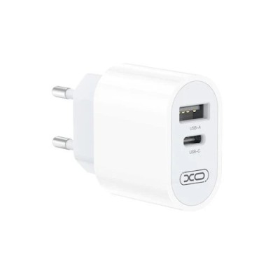 Incarcator retea XO L97, USB/USB-C, Fast Charge, 2.4A, 12W, Alb foto