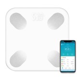 Cantar Corporal Inteligent eLIVE F19-W Bluetooth, 18 Functii, Afisaj Iluminat, 180kg, Sticla Securizata, Alb, Sincronizare Apple Health/Google Fit