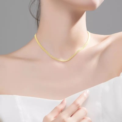 Lantisor Din Argint Placat Aur Choker --- Bead Laser --- Arg401C foto