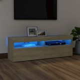 vidaXL Comodă TV cu lumini LED, stejar Sonoma, 120x35x40 cm 804376