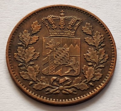 Germania, Bavaria, 2 Pfennig 1868 foto