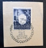 Guvernăm&acirc;ntul General Polonia (1943) - Decupaj 1 Złoty + 2 Złoty Albastru "4 Ani de Guvernăm&acirc;nt General cu Ștampilă "Krakau 26.X.1943" (USED) CLK1