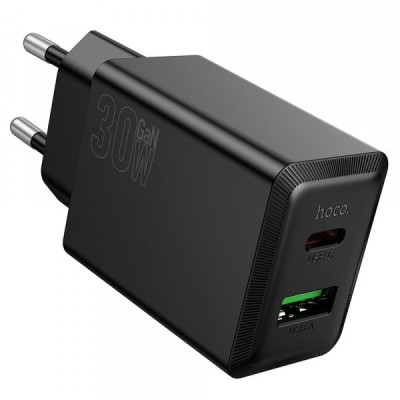 Incarcator Retea HOCO N71, 30W, 3A, 1 x USB-A - 1 x USB-C, Negru foto