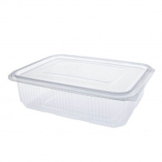 Caserole Capac Atasat, 190x120x70 mm, 100 Buc/Set, 1000 ml, Plastic Transparent, Caserole de Unica Folosinta, Caserole cu Capac din Plastic, Caserole