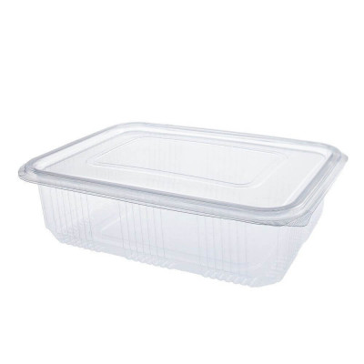 Caserole Capac Atasat, 190x120x70 mm, 100 Buc/Set, 1000 ml, Plastic Transparent, Caserole de Unica Folosinta, Caserole cu Capac din Plastic, Caserole foto