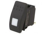Comutator Rocker SPST OFF-ON 20A 14V Negru cu LED IP56
