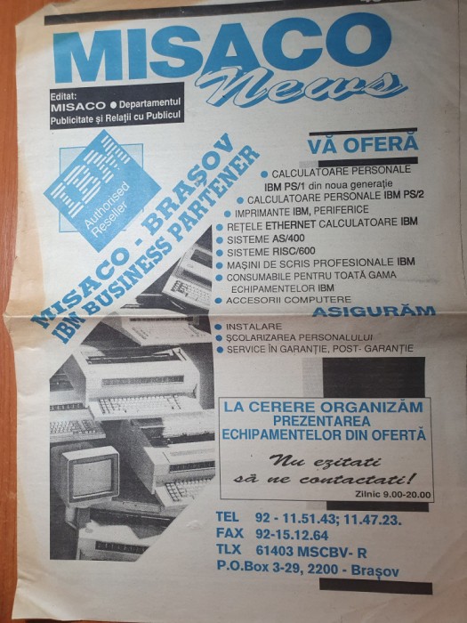 ziarul misaco news 1992-IBM,computere,notebook-uri si captop-uri,imprimante