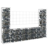vidaXL Coș de gabion &icirc;n formă de U, 2 st&acirc;lpi, 140x20x100 cm, fier