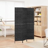 Paravan de cameră cu 3 panouri negru 122x180 cm, zambilă de apă