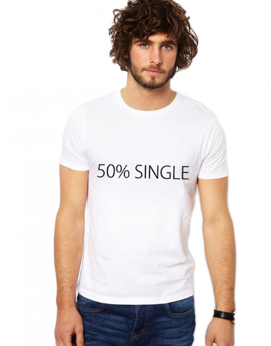 Tricou barbatesc alb 50% Single - L