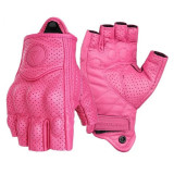 Manusi moto/atv/bicicleta piele fara degete MotoWolf, protectie carbon, Pink