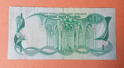 1 Dinar anii 1980 Bancnota veche Libia - one dinar foto