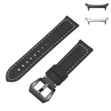 Curea piele naturala compatibila Samsung Galaxy Watch Ultra2, Telescoape QR, 22mm, Negru Mat