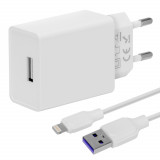 Set OBAL:ME incarcator retea USB-A 10W si cablu USB-A/Lightning, 1m, Alb