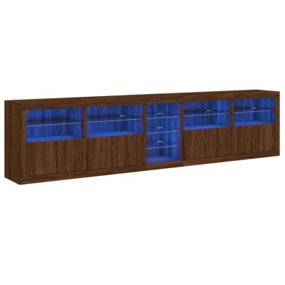 Dulap cu lumini LED, stejar maro, 283x37x67 cm foto