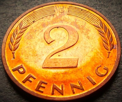 Moneda 2 PFENNIG - RF GERMANIA, anul 1982 D *cod 3962 A = UNC - luciu de batere foto